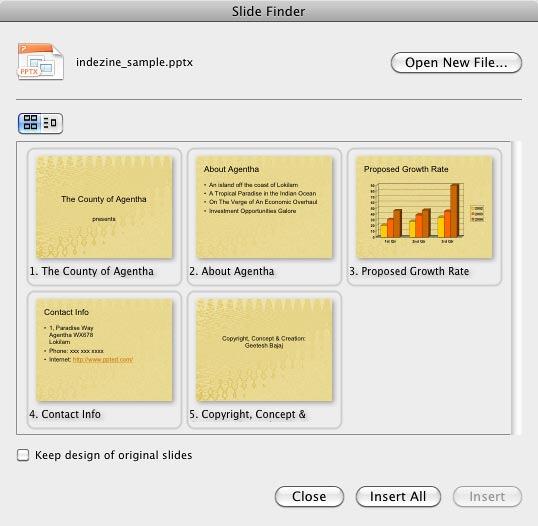 Slides in Slide Finder dialog box Slides in Slide Finder dialog box