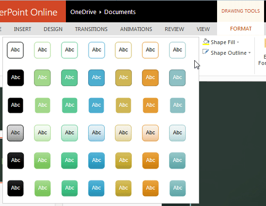 Shape Styles Gallery