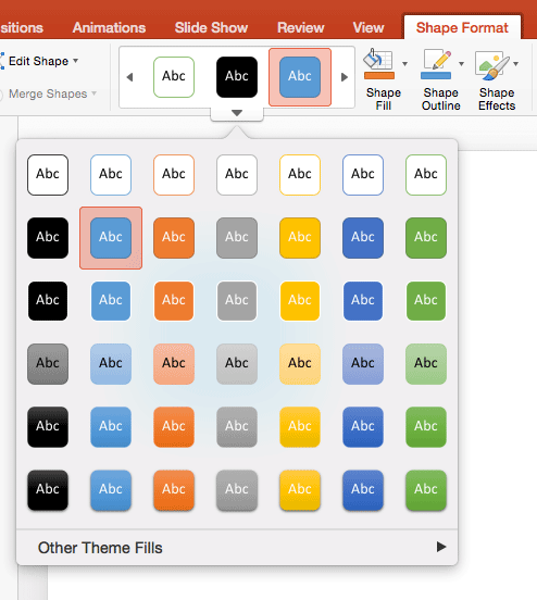 Shape Styles drop-down gallery