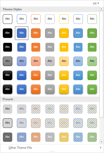 Shape Styles Gallery Shape Styles Gallery