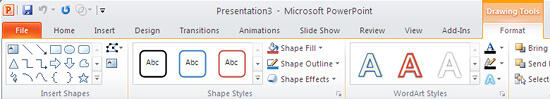 Drawing Tools Format tab in the Ribbon Drawing Tools Format tab in the Ribbon