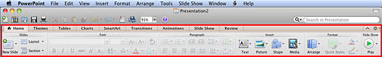Ribbon in PowerPoint 2011 Ribbon in PowerPoint 2011