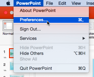 Preferences option within File menu Preferences option within File menu