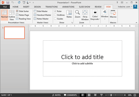 PowerPoint interface with only Horizontal Ruler visible PowerPoint interface with only Horizontal Ruler visible