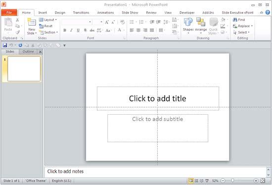 Defult PowerPoint interface with no Rulers visible Defult PowerPoint interface with no Rulers visible
