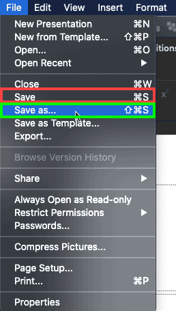 Save and Save As options