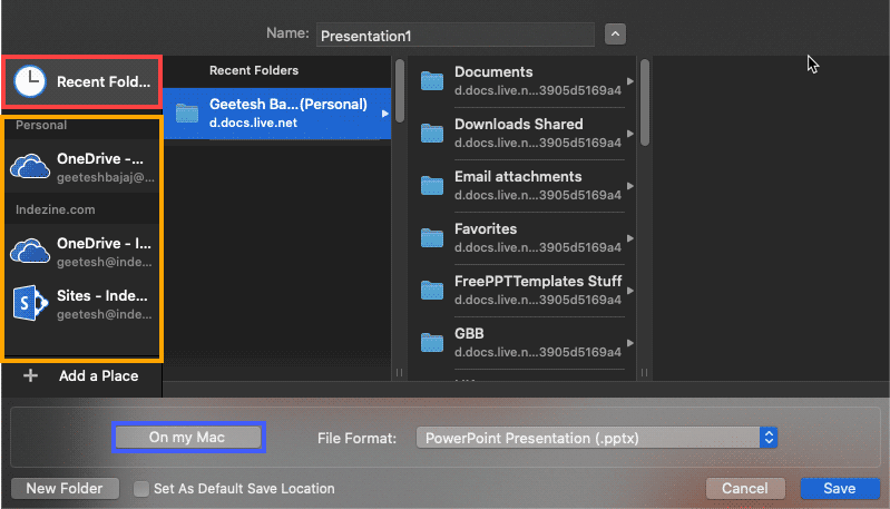 Saving a file for the first time