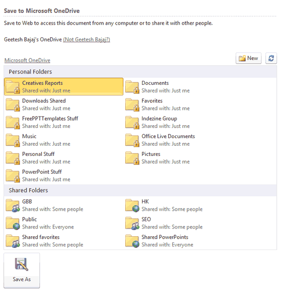 Save your presentation to OneDrive