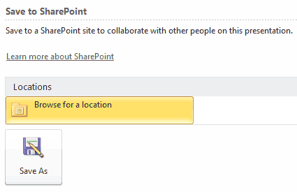 Save your presentation to SharePoint