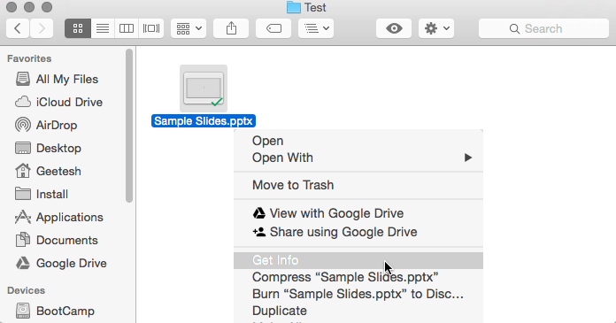 PowerPoint file selected PowerPoint file selected