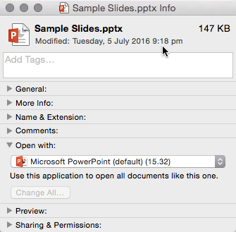 Locate the Open With section Locate the Open With section