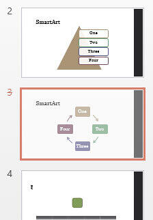 Faded slides indicate their hidden status Faded slides indicate their hidden status