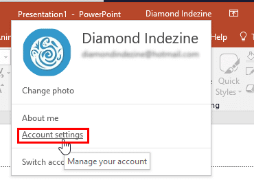 Account settings option