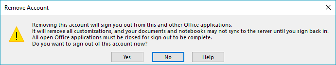 Remove Account window
