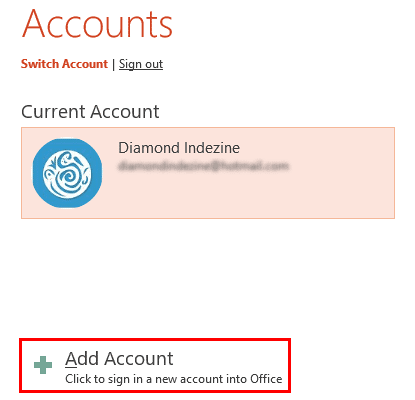 Sign in to Office window