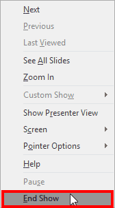 End Show option End Show option