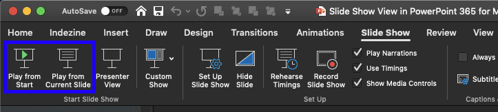 Slide Show tab of the Ribbon Slide Show tab of the Ribbon