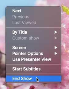 End Show option End Show option