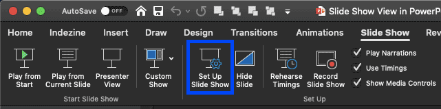 Set Up Slide Show button Set Up Slide Show button