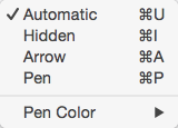 Pen options Pen options