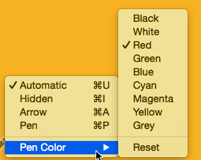Pen Color Menu Pen Color Menu