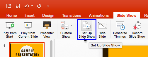 Set Up Slide Show button Set Up Slide Show button