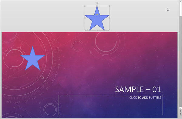 A slide object placed outside the Slide in the Workspace A slide object placed outside the Slide in the Workspace