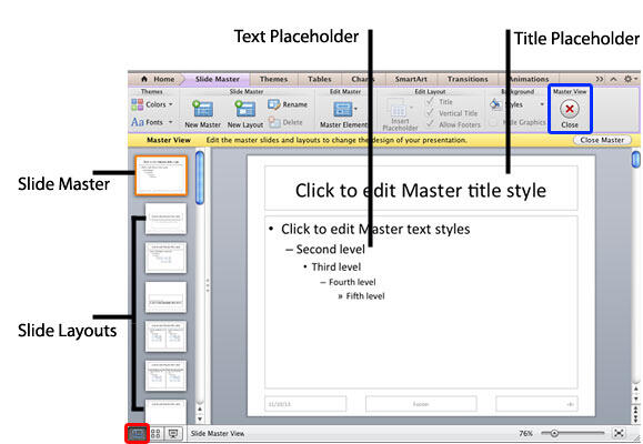 Slide Master view in PowerPoint 2011 Slide Master view in PowerPoint 2011