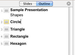 Outline tab Outline tab