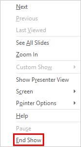End Show option End Show option