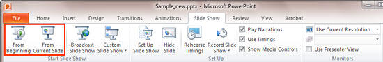 Slide Show tab of the Ribbon Slide Show tab of the Ribbon