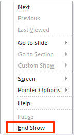End Show option End Show option