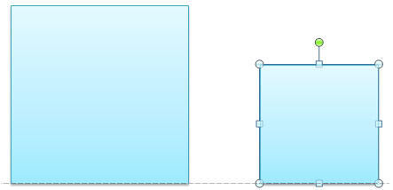 Smart guide helps align two squares to their bottom extent Smart guide helps align two squares to their bottom extent
