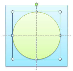 Smart Guide aligning two shapes at center Smart Guide aligning two shapes at center