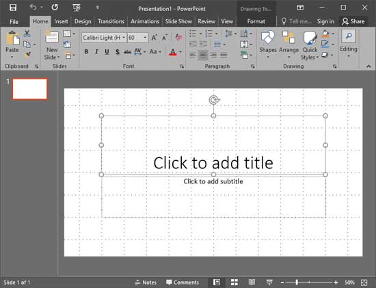 Gridlines made visible on PowerPoint slide Gridlines made visible on PowerPoint slide