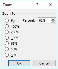 Zoom dialog box Zoom dialog box