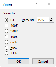 Zoom dialog box Zoom dialog box
