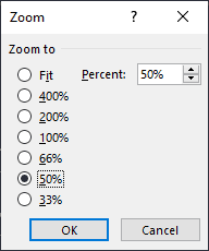 Zoom dialog box