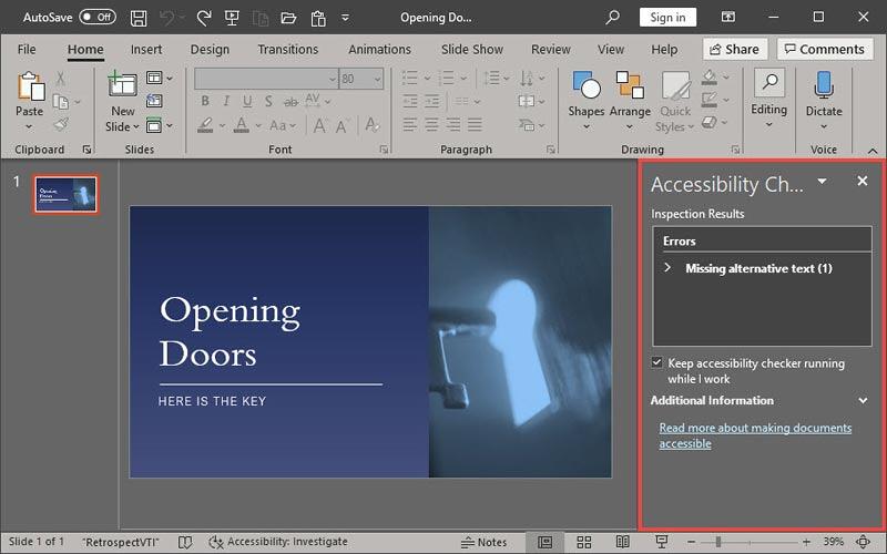 Accessibility Checker Task Pane