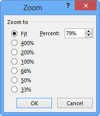Zoom dialog box Zoom dialog box