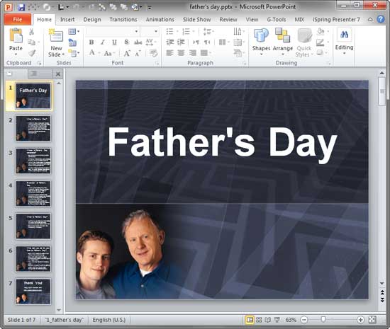 Only one of the multiple open presentations is visible