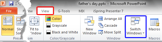 View tab on the Ribbon