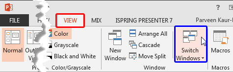 View tab on the Ribbon View tab on the Ribbon
