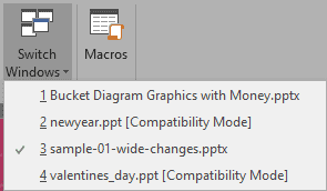 Switch Windows drop-down menu Switch Windows drop-down menu
