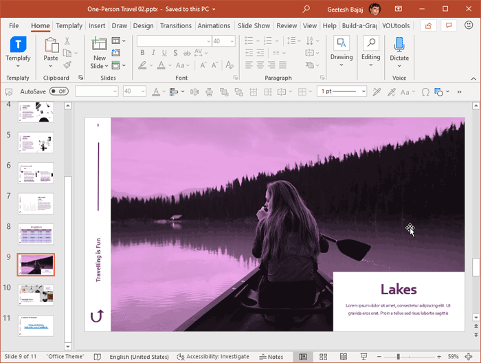 PowerPoint 365 interface without Task Pane PowerPoint 365 interface without Task Pane