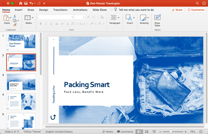 PowerPoint 365 interface without Task Pane PowerPoint 365 interface without Task Pane