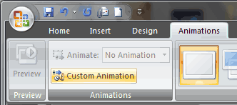 Animation Tab of the Ribbon