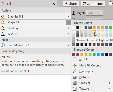 Choose options within the Actions area