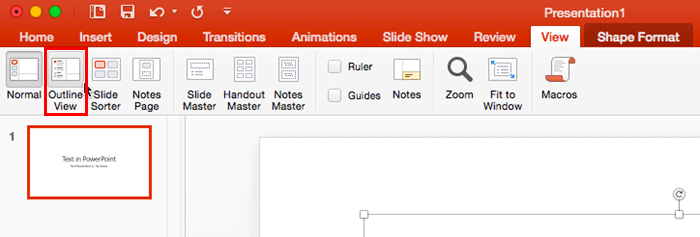 Outline View button Outline View button