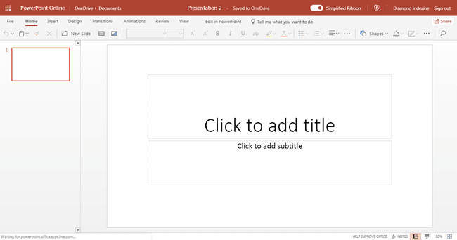 Default PowerPoint interface Default PowerPoint interface